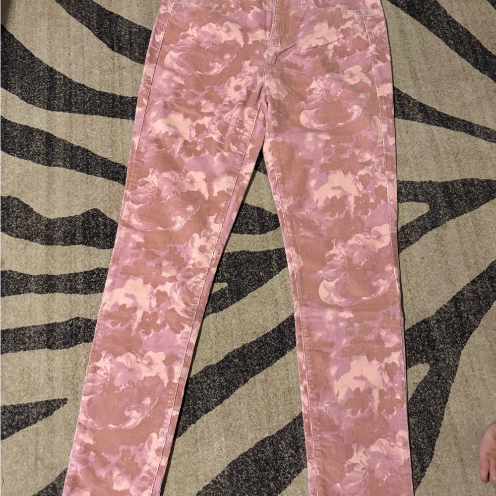 Seven7 Pink Skinny Pants with Tie-Dye Effect